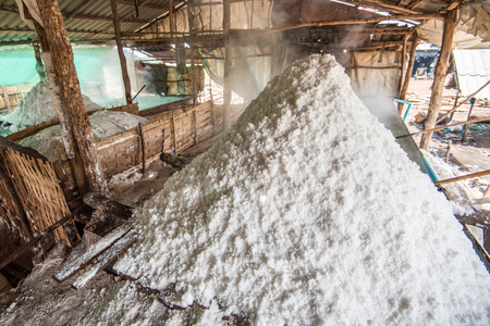 Making salt nature traditional in the farm salt fieldの写真素材