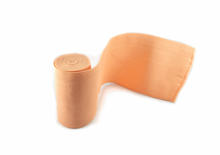 Elastic bandage Medical bandage roll isolated on white backgroundの写真素材