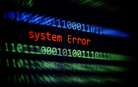 Technology binary code number data alert System Error message on display screen / Computer network problem  error software concept - selective focus