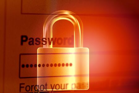 Password lock / password security cyber thief protection verification data system box on internet...