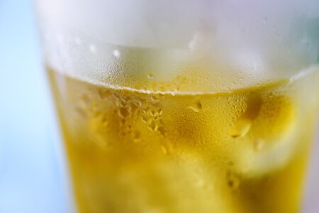 beer glass / Close up of bubbles beer mug with water drop