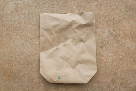 brown paper bag recycle background / Reduce environmental zero waste concept shopping with bag paper