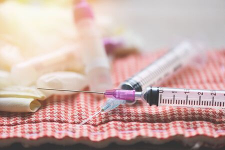 Medication drug bottle equipment medical tool for nurse or doctor / Medicine bottles and syringe...