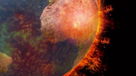 Global catastrophe and Global Warming  Pollution Concept Wildfire / Global burning with fire 