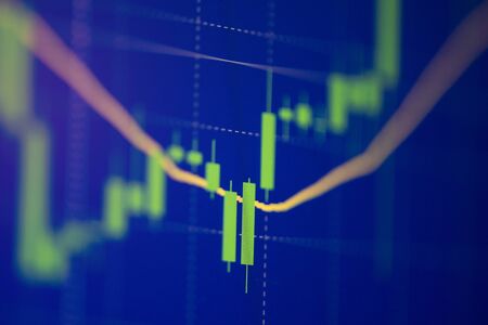 Growing stock market exchange stock profit trading graph analysis investment indicator business...