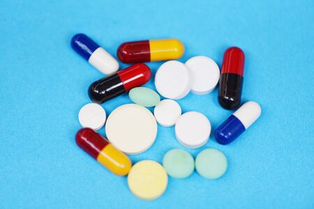 Capsule pill / Many colorful assorted pharmaceutical medicine pills capsule drugs concept