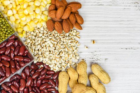 Collage various beans mix peas agriculture of natural healthy food for cooking ingredients / Set of...