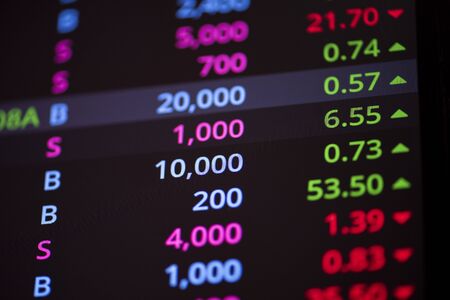 Stock market graph data board on screen monitor for investment business analysis finance in stock...