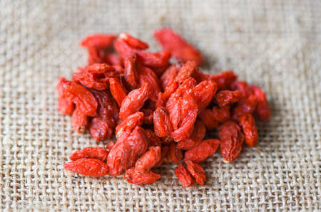goji berry dry spices and herbs dood ingredients / goji berries on the sack
