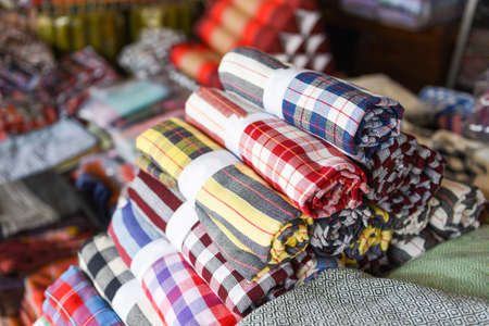 loincloth Thai design handicraft / Loincloth fabric traditional made from Thailand silkの写真素材