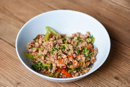 Stir fry basil ground pork / Spicy minced pork salad
