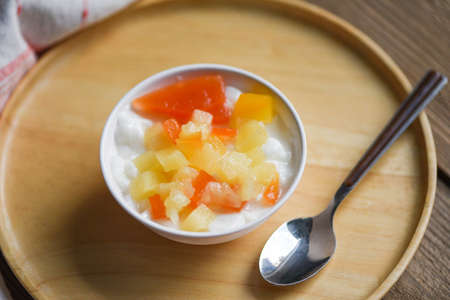 milk pudding fruit salad, Chinese desserts styleの写真素材