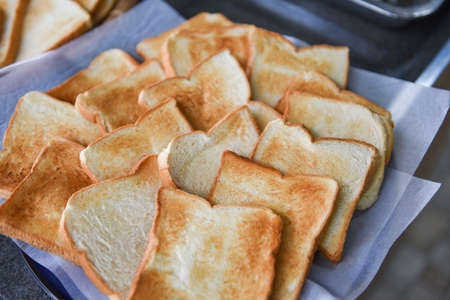 sliced bread on on a tray ready to serve, toast bread for breakfast