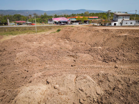 vacant land management land reclamation for land plot for building house, location for housing subdivision residential development owned sale rent buy or investment home or house expand the cityの写真素材