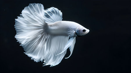 Stunning Betta Fish Siamese Fighting Fish Splendens Isolated on Black Background  Close up Portrait of Colorful Aquatic Creature with Flowing Fins and Graceful Movements in the Waterの素材