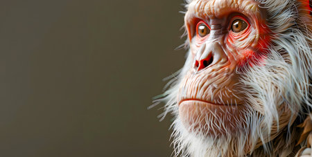 Closeup Portrait of an Inquisitive and Charming Japanese Macaque Monkey with its Distinctive Facial Features and Expressive Eyesの素材