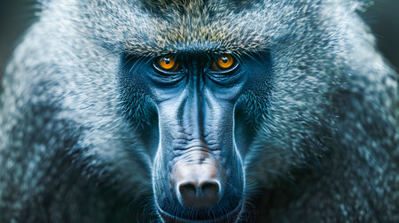 Closeup portrait of a majestic hamadryas baboon with a stunning silver cape and a fierce penetrating gaze  This powerfulの素材