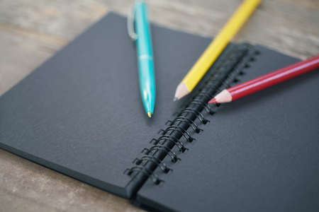 Notepad and pencilsの写真素材
