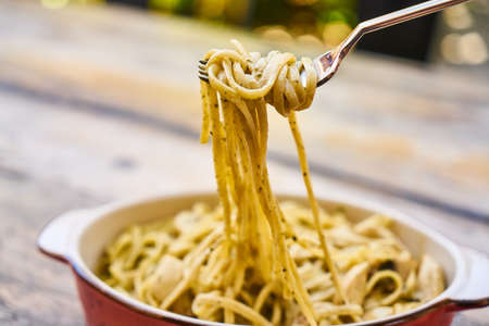 Delicious Italian Pasta on The Tableの写真素材
