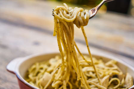 Delicious Italian Pasta on The Tableの写真素材