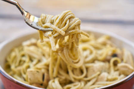 Delicious Italian Pasta on The Tableの写真素材