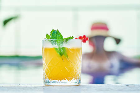 Delicious Tropical Cocktail and Girlの写真素材