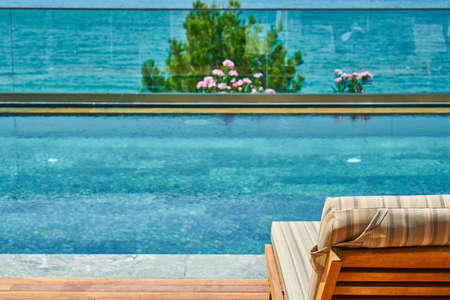luxury hotel pool and summer vacationの写真素材