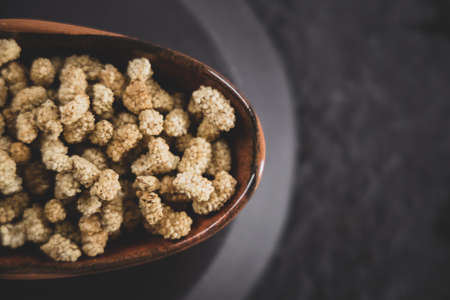 fresh and delicious mulberries on the tableの写真素材