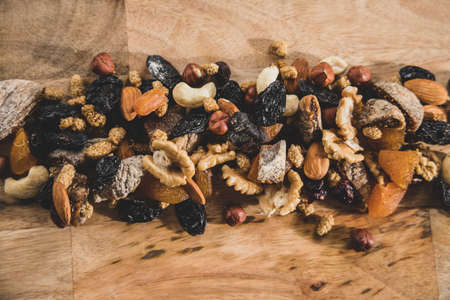 fresh and delicious dried fruits on the tableの写真素材