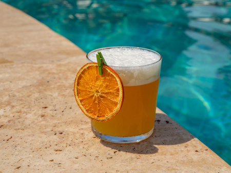 delicious cocktail by the poolの写真素材