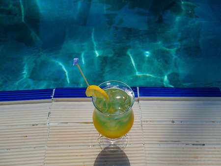 delicious cocktail by the poolの写真素材