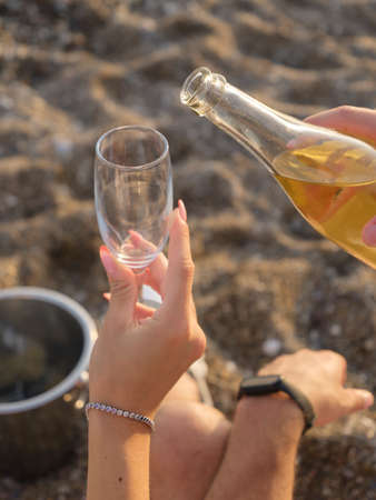 couple celebrating on the beach