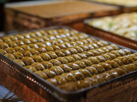 Delicious baklavas in a patisserie in Turkeyの写真素材