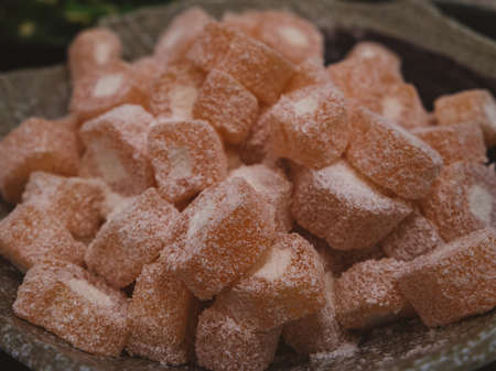 delicious Turkish delights in a market in Turkeyの写真素材