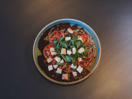 Mediterranean salad on a plateの写真素材