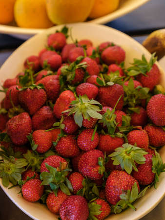 delicious and fresh red strawberriesの写真素材