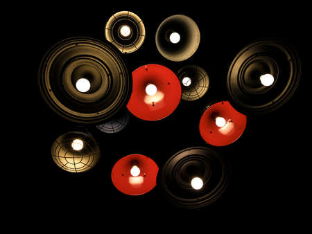 decorative beautiful chandeliers in a roomの写真素材