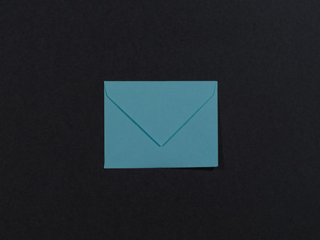 blue letter on black background