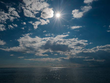 fluffy clouds and great sea viewの写真素材