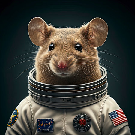Portrait of a mouse in a spacesuitの素材