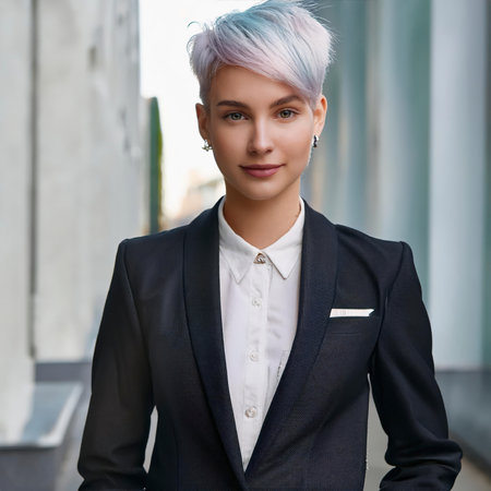 short hair business woman portraitの素材