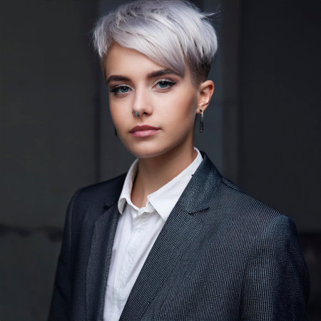 short hair business woman portraitの素材