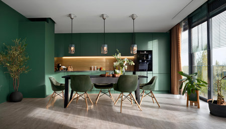 a beautiful kitchen and dining roomの素材