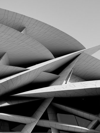 close-up of modern futuristic buildingの写真素材