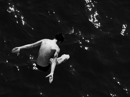 adventure sport cliff jumpingの写真素材