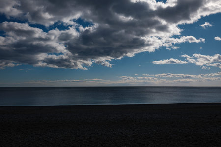 Overcast sky above scenic ocean landscapeの写真素材