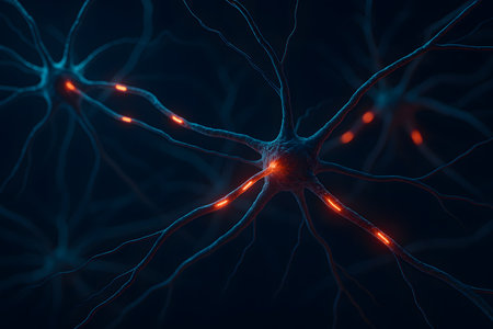 A scientific-artistic visualization showing the transmission of pain signals through neural pathways. Ideal for neurology, medical education, and chronic pain research.の写真素材