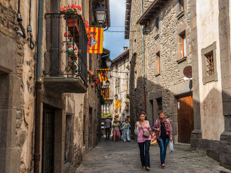 Rupit, Spain - October 8, 2013: On the street of the medieval town  in the mountainous part of Catalonia (Pyrenees)のeditorial素材