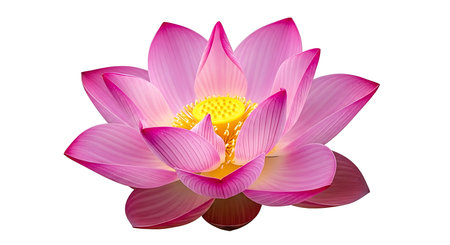 Pink lotus flower isolated on white background, clipping path included.の素材