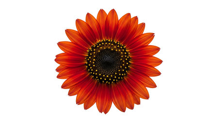 Red sunflower isolated on white background. Close-up. Nature.の素材